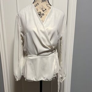 Chic Ivory Wrap Blouse